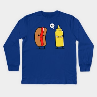 Funny Cute Kawaii Catsup And Mustard Funny Foodie Cartoon Kids Long Sleeve T-Shirt